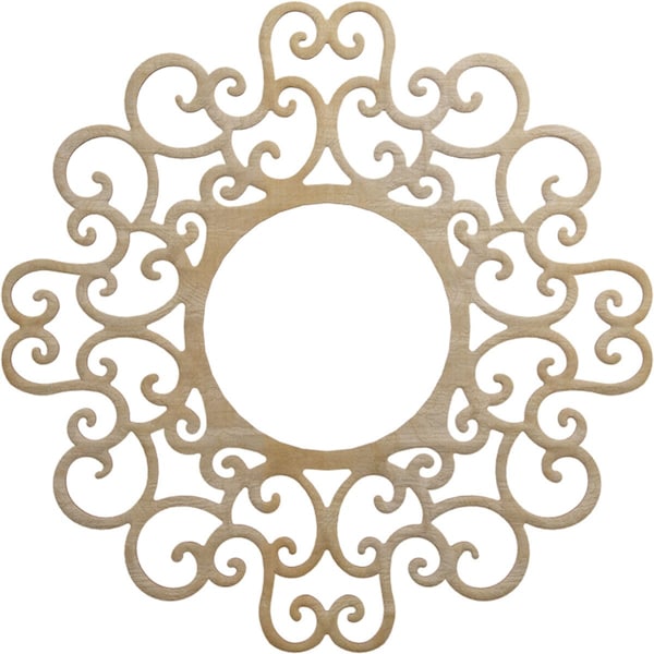 Ekena Millwork Reims Wood Fretwork Pierced Ceiling Medallion, Hickory, 26"OD x 9 7/8"ID x 1/4"T CMWP26X26X0250REHI - main